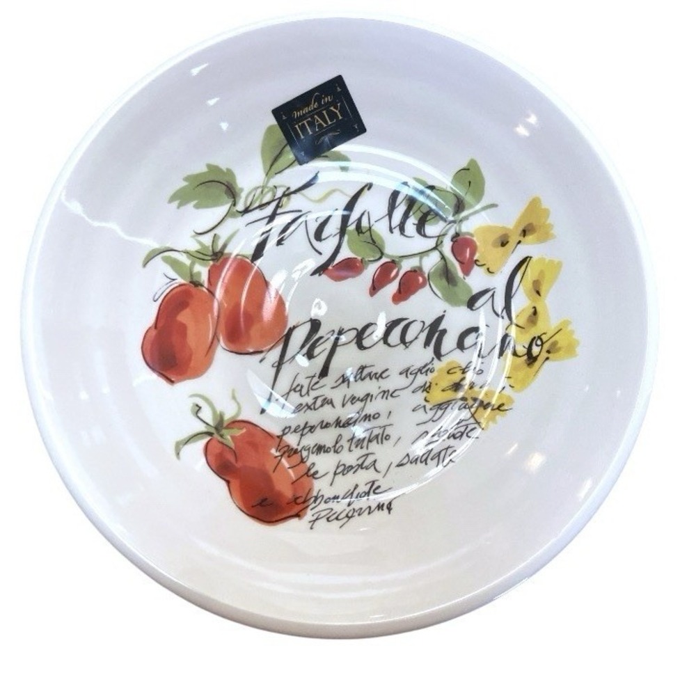 Italian Ceramic‎ Pasta Bowls Set of 2 Farfalle Pepperoncini Mediterranean Style